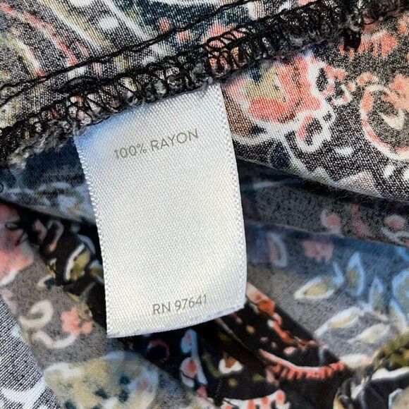 J. Jill Tunic Womens Black Multi Floral Paisley Button Up Long Sleeve Blouse Sma - Picture 6 of 8